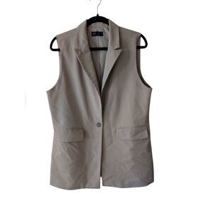 Gef Tan Longline Blazer Vest Size Medium